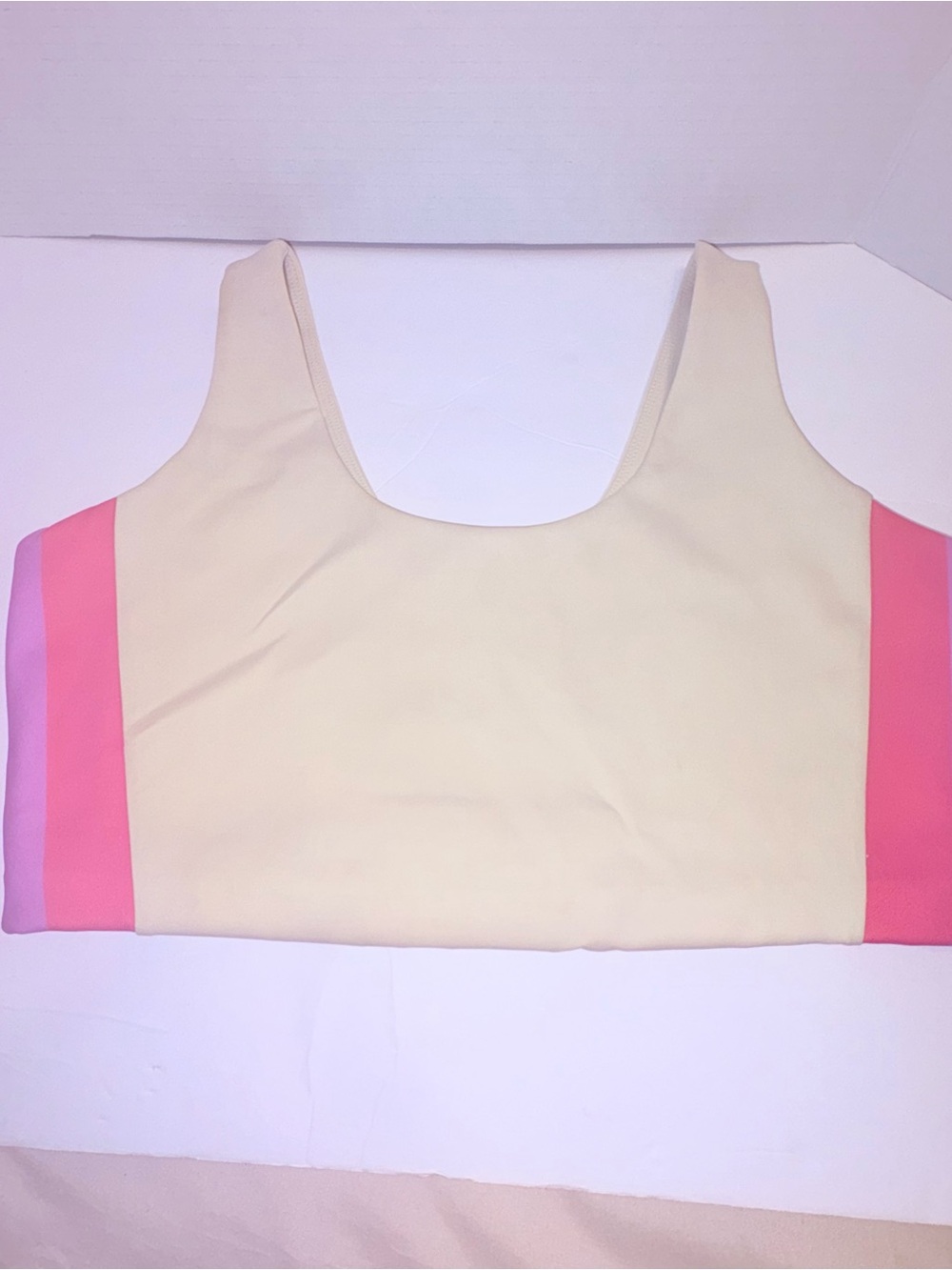 Pink Lily Cream Top with Pink Logo Tag